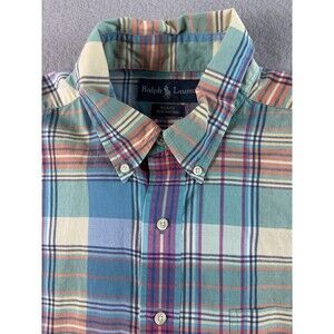 Ralph Lauren Shirt Mens Large Blue Plaid Pastel Blake Easter Lightweight